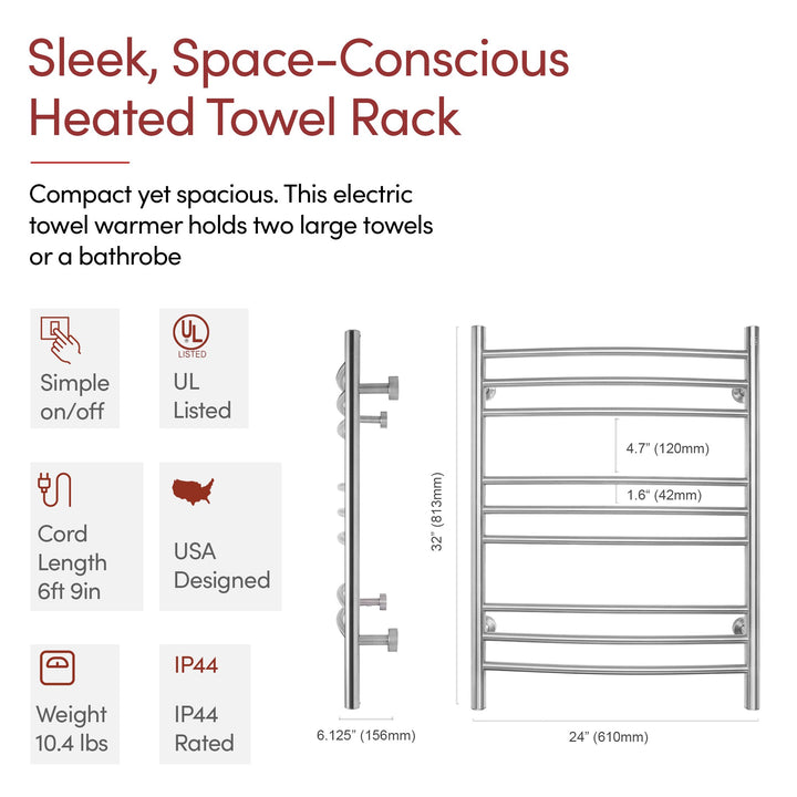 WarmlyYours Riviera TW-R09GS-HP Wall Mounted Plug-in or Hardwired Towel Warmer- 24"w x 32"h only towel warmers