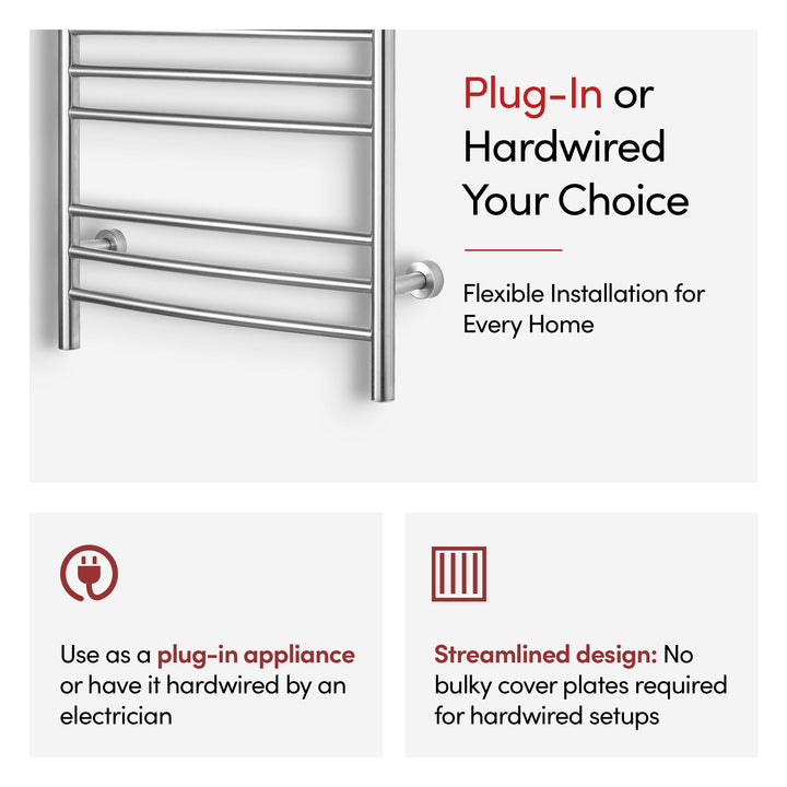 WarmlyYours Riviera TW-R09GS-HP Wall Mounted Plug-in or Hardwired Towel Warmer- 24"w x 32"h only towel warmers