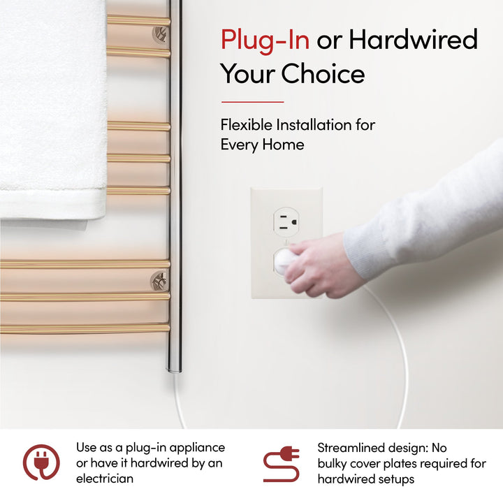 WarmlyYours Riviera TW-R09GS-HP Wall Mounted Plug-in or Hardwired Towel Warmer- 24"w x 32"h only towel warmers