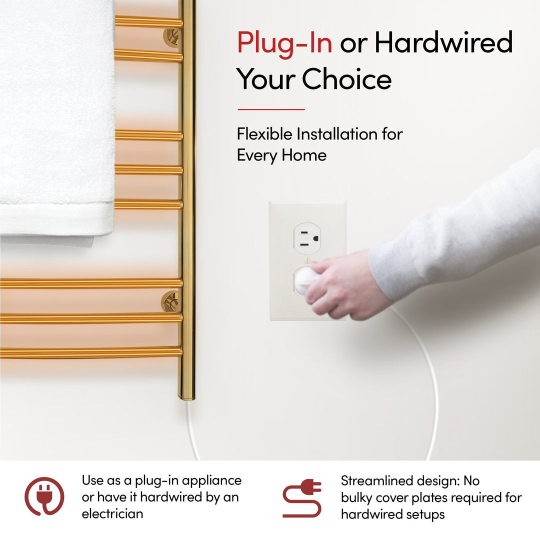 WarmlyYours Riviera TW-R09GS-HP Wall Mounted Plug-in or Hardwired Towel Warmer- 24"w x 32"h