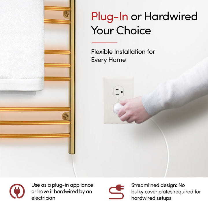 WarmlyYours Riviera TW-R09GS-HP Wall Mounted Plug-in or Hardwired Towel Warmer- 24"w x 32"h