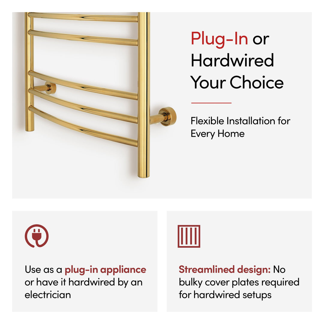 WarmlyYours Riviera TW-R09GS-HP Wall Mounted Plug-in or Hardwired Towel Warmer- 24"w x 32"h