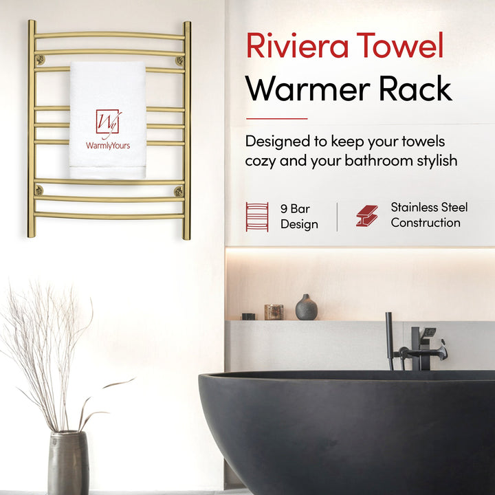 WarmlyYours Riviera TW-R09GS-HP Wall Mounted Plug-in or Hardwired Towel Warmer- 24"w x 32"h