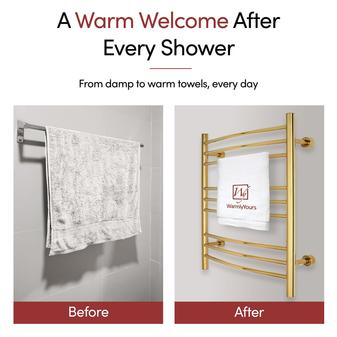 WarmlyYours Riviera TW-R09GS-HP Wall Mounted Plug-in or Hardwired Towel Warmer- 24"w x 32"h
