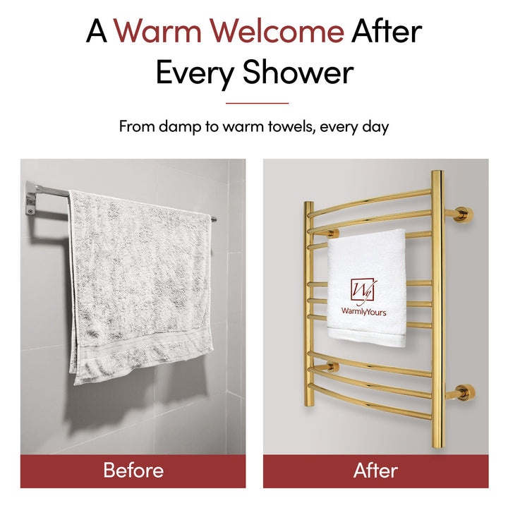 WarmlyYours Riviera TW-R09GS-HP Wall Mounted Plug-in or Hardwired Towel Warmer- 24"w x 32"h