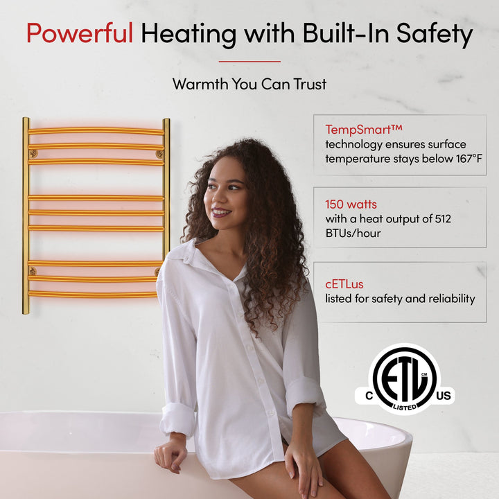 WarmlyYours Riviera TW-R09GS-HP Wall Mounted Plug-in or Hardwired Towel Warmer- 24"w x 32"h