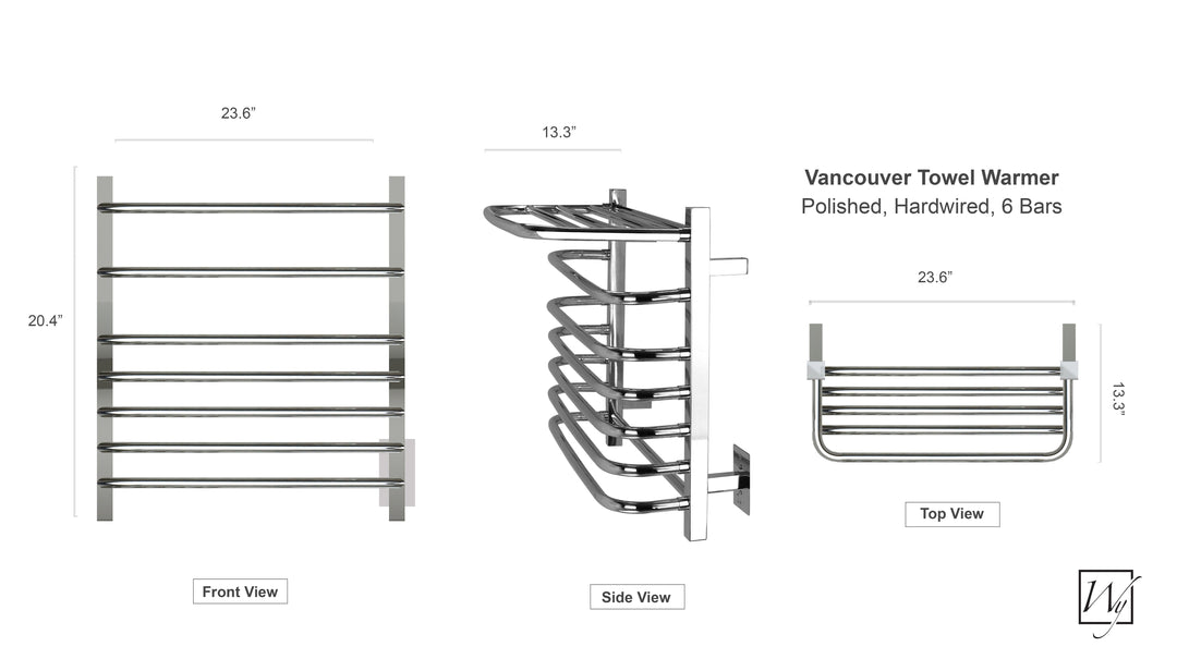 WarmlyYours Vancouver TWS1-VNC06PH Wall Mounted Hardwired Towel Warmer- 23.6"w x 20.4"h only towel warmers