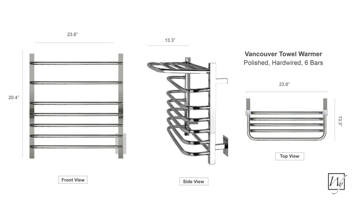 WarmlyYours Vancouver TWS1-VNC06PH Wall Mounted Hardwired Towel Warmer- 23.6"w x 20.4"h only towel warmers
