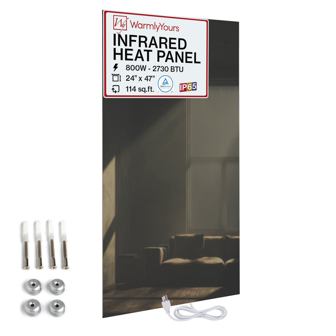 Warmlyyours IP-EM-GLS-BLK-0800 Ember Heating Panel 47" x 24" - only towel warmers