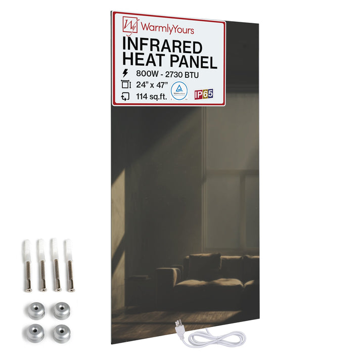 Warmlyyours IP-EM-GLS-BLK-0800 Ember Heating Panel 47" x 24" - only towel warmers