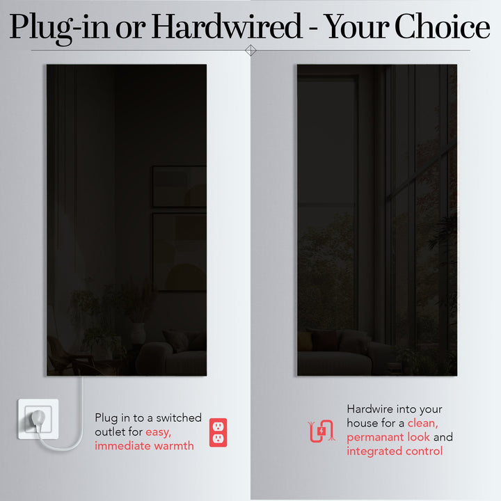 Warmlyyours IP-EM-GLS-BLK-0800 Ember Heating Panel 47" x 24" - only towel warmers
