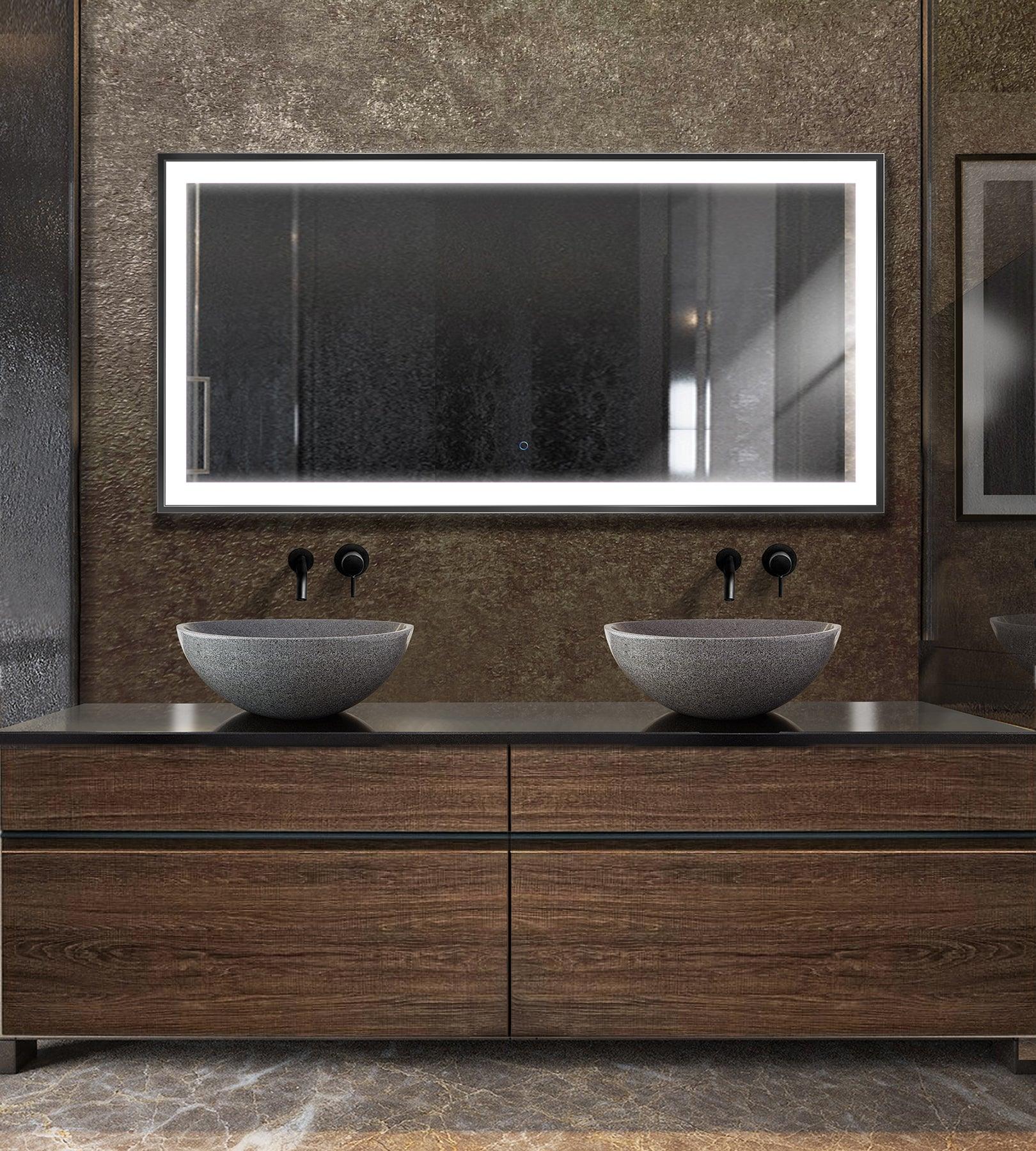 Krugg 60″ X 30″ Black Soho LED Bathroom Mirror