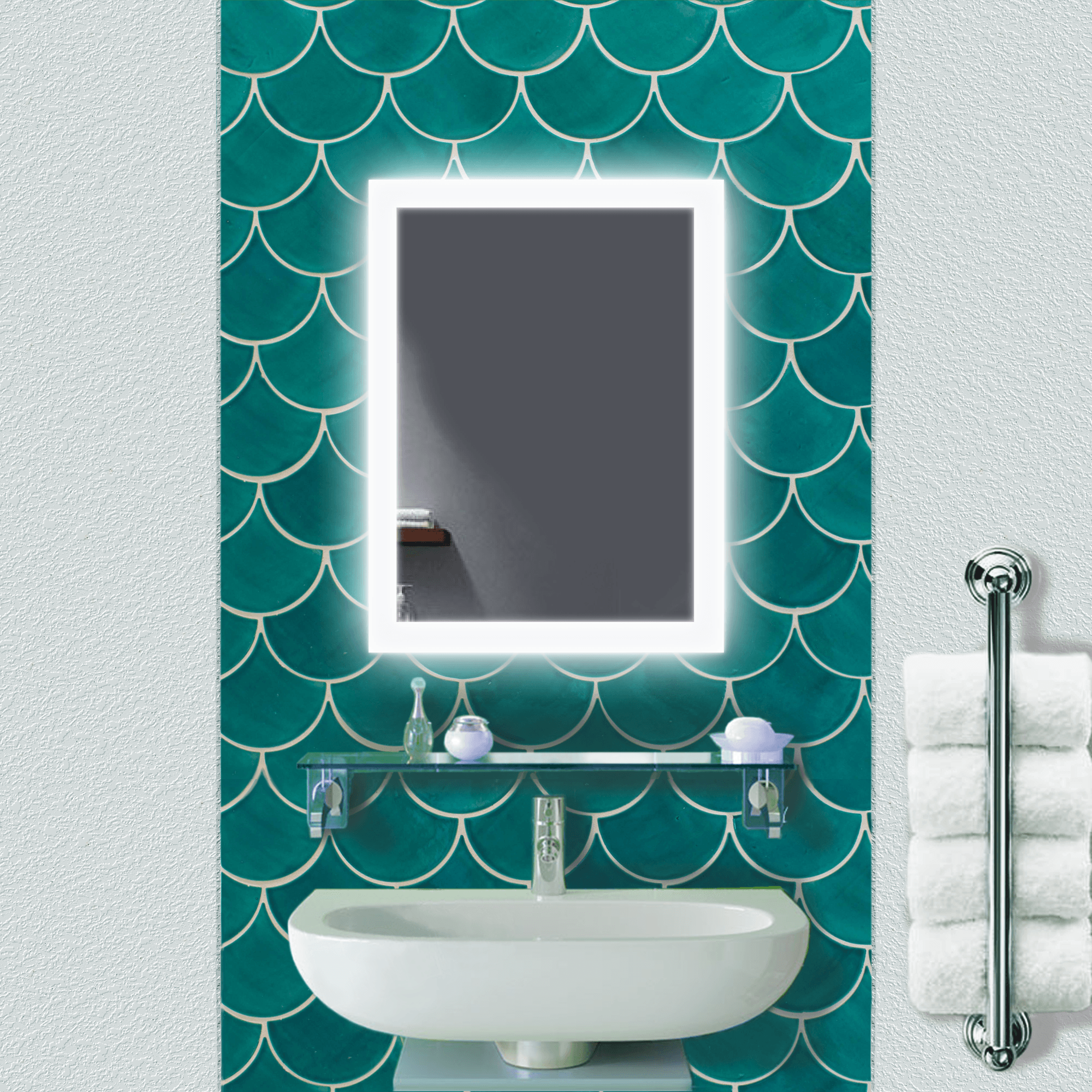 Krugg Bijou 15″ x 20″ LED Bathroom Mirror w/ Dimmer & Defogger