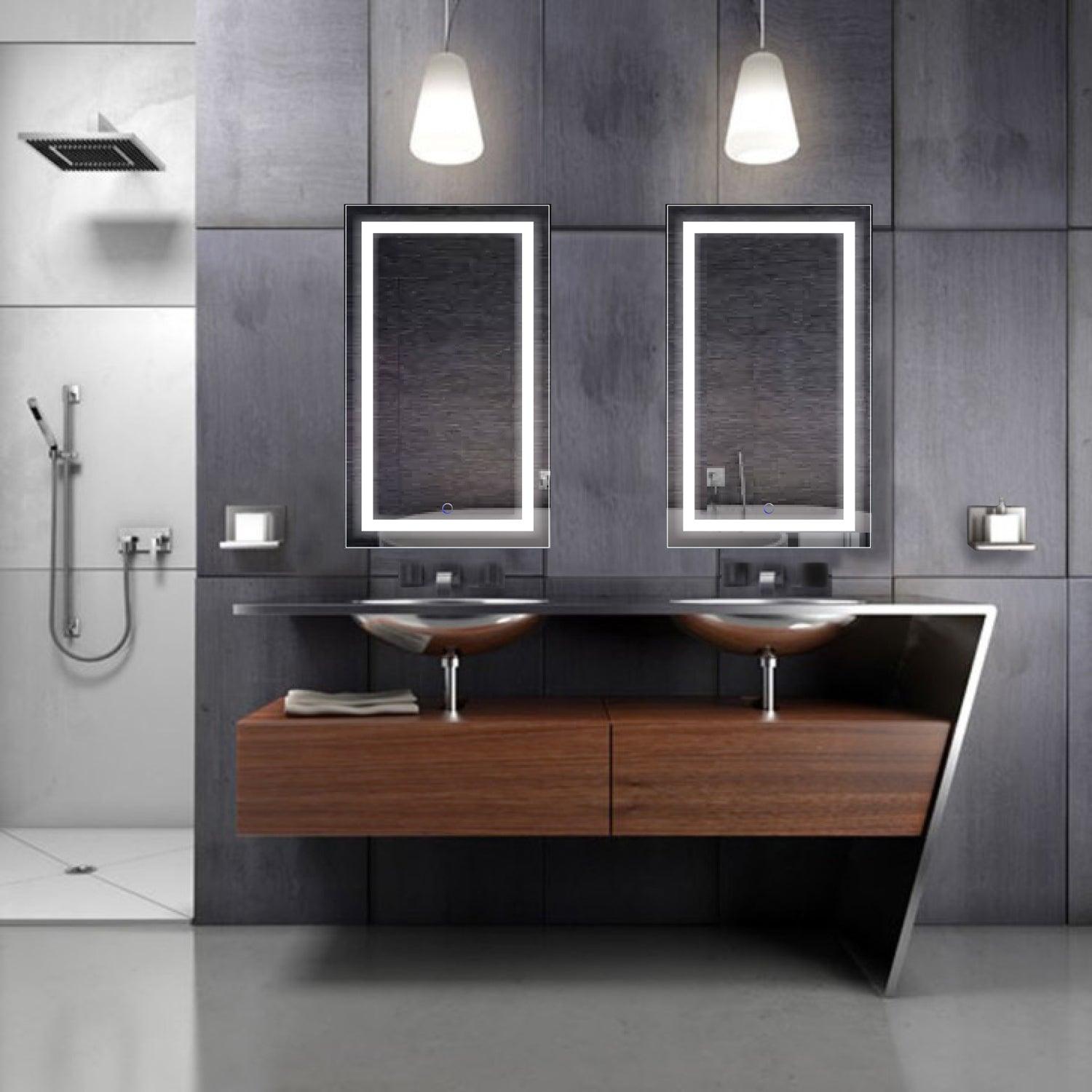 Krugg Icon 18″ x 30″ LED Bathroom Mirror w/ Dimmer & Defogger