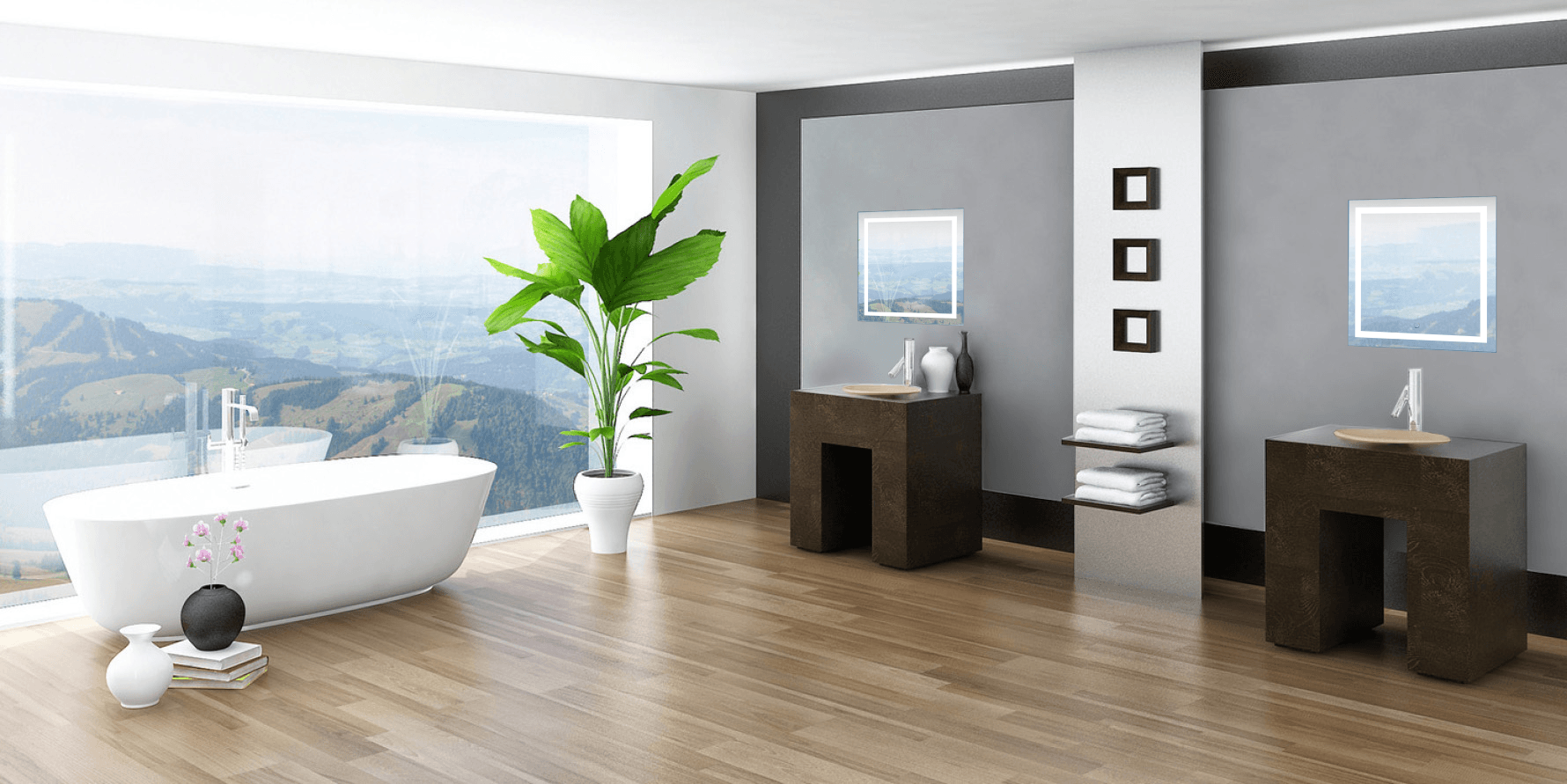 Krugg Icon 24″ x 24″ LED Bathroom Mirror w/ Dimmer & Defogger