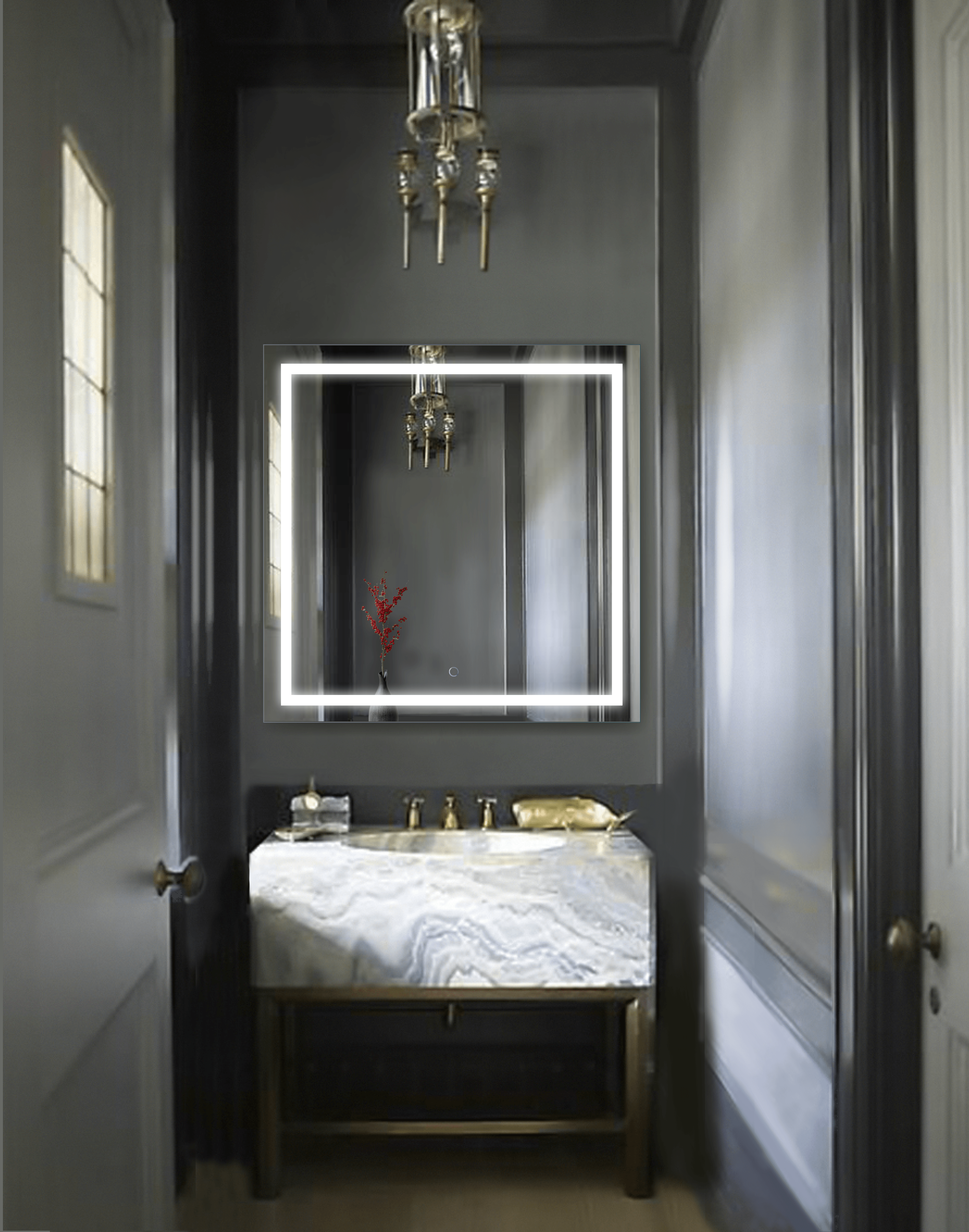 Krugg Icon 36″ X 36″ LED Bathroom Mirror w/ Dimmer & Defogger