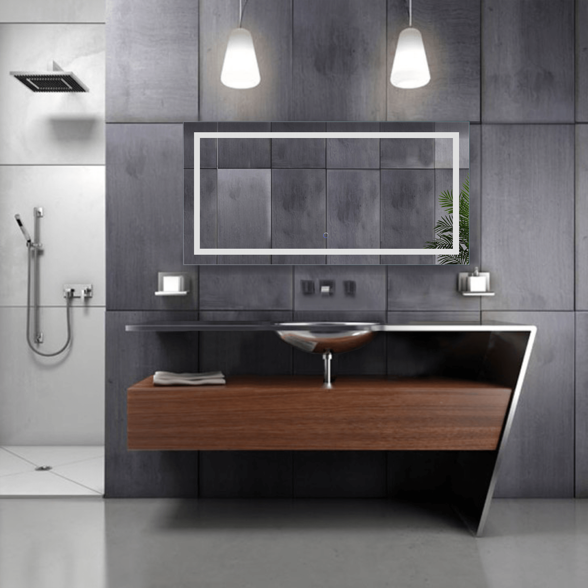 Krugg Icon 48″ X 24″ LED Bathroom Mirror w/ Dimmer & Defogger