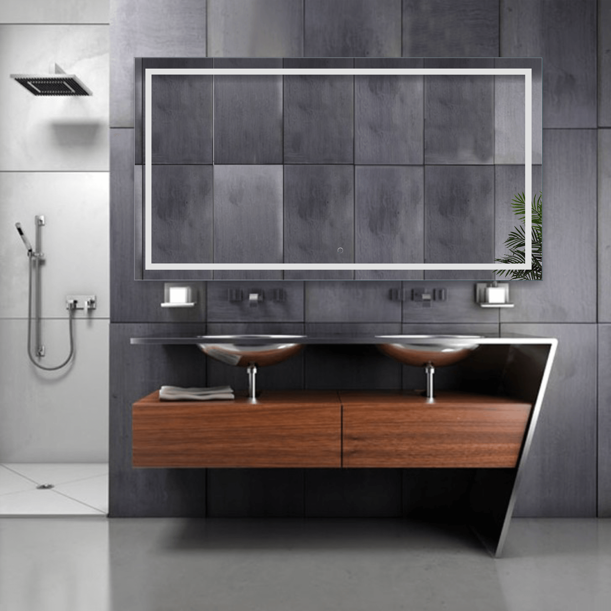 Krugg Icon 66″ X 36″ LED Bathroom Mirror w/ Dimmer & Defogger