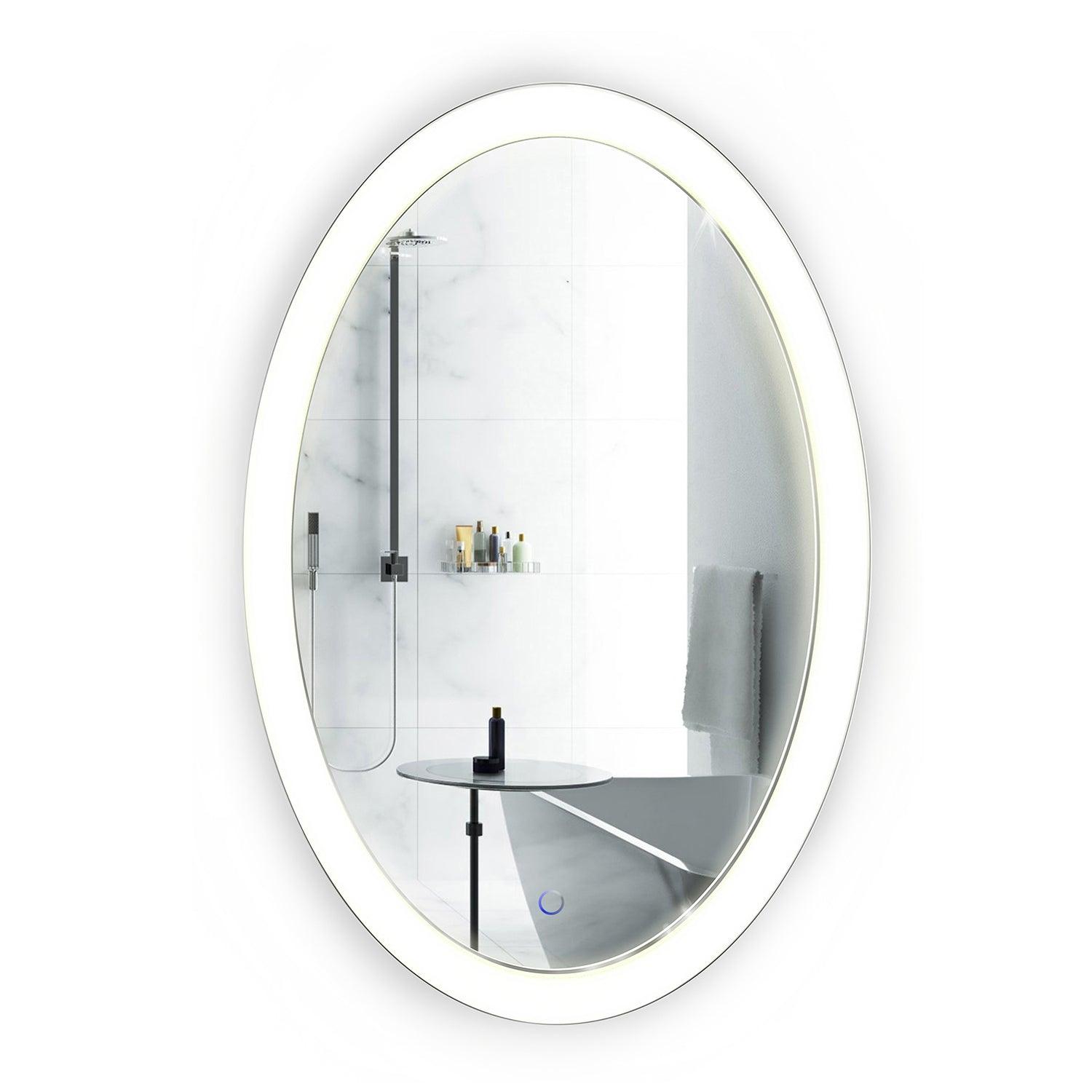 Krugg Sol Oval 20″ x 30″ LED Bathroom Mirror w/ Dimmer & Defogger