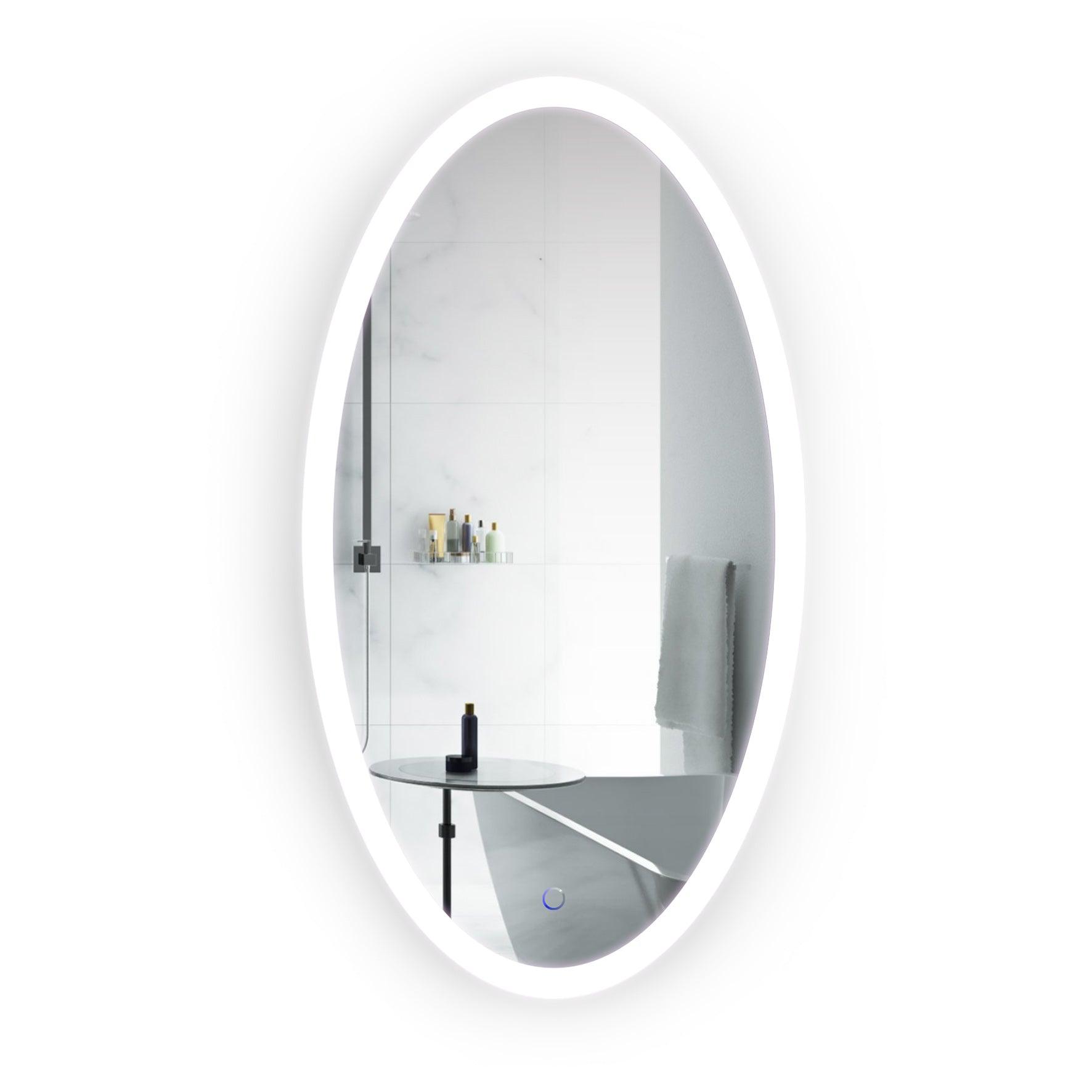 Krugg Sol Oval 24″ x 44″ LED Bathroom Mirror w/ Dimmer & Defogger