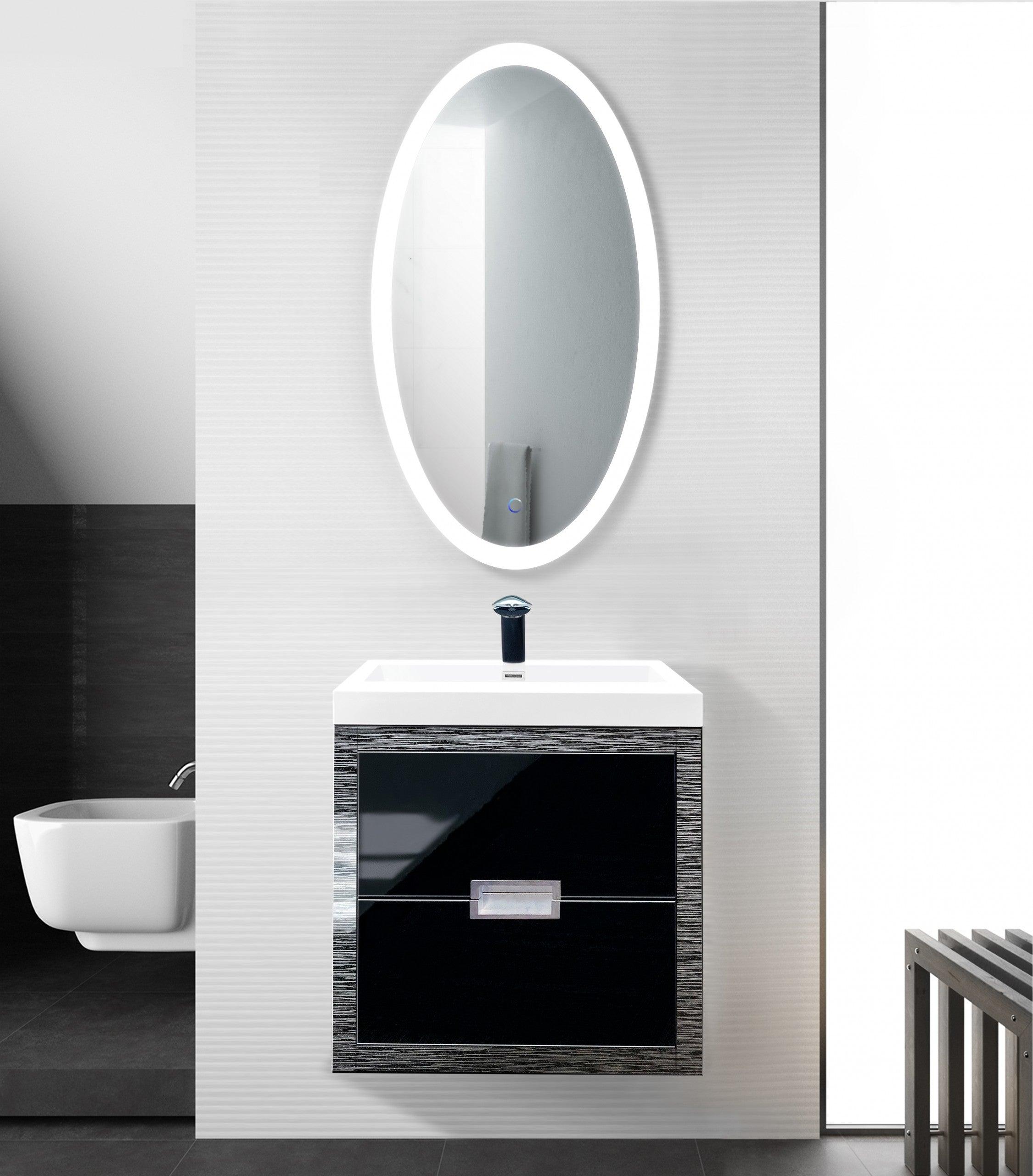 Krugg Sol Oval 24″ x 44″ LED Bathroom Mirror w/ Dimmer & Defogger