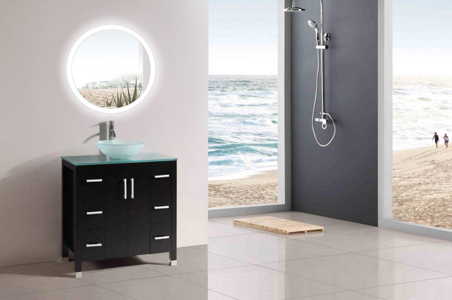 Krugg Sol Round 27″ LED Bathroom Mirror w/ Dimmer & Defogger