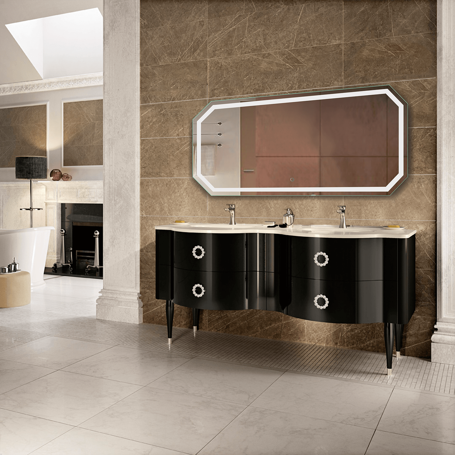 Krugg Tudor 60″ X 30″ LED Bathroom Mirror w/ Dimmer & Defogger