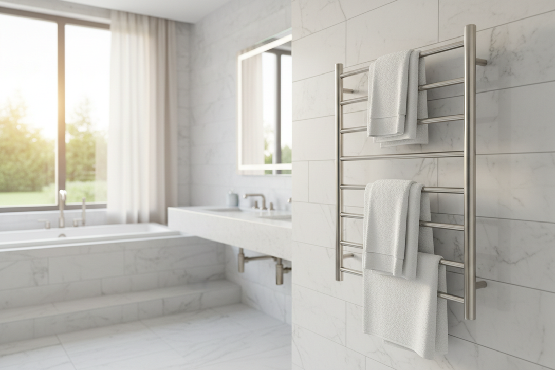 Premium towel warmer in luxury bathroom