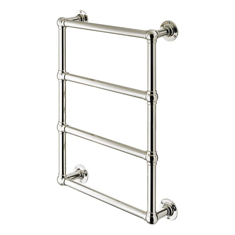 Sterlingham Stourton 4-rail wall-mount towel warmer in polished nickel, angled front view