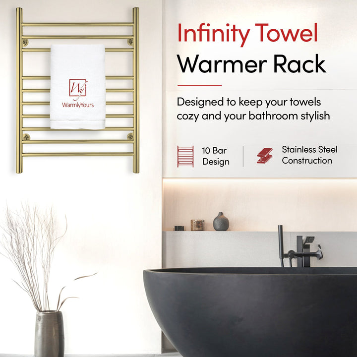 WarmlyYours Infinity Straight Dual Connect (Hardwired and Plug in) Towel Warmer  - 23.6"w x 32"h