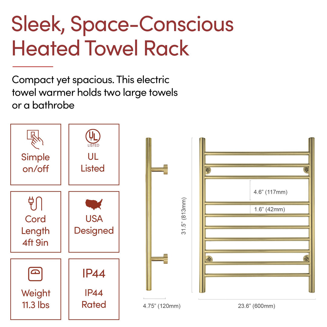 WarmlyYours Infinity Straight Dual Connect (Hardwired and Plug in) Towel Warmer  - 23.6"w x 32"h