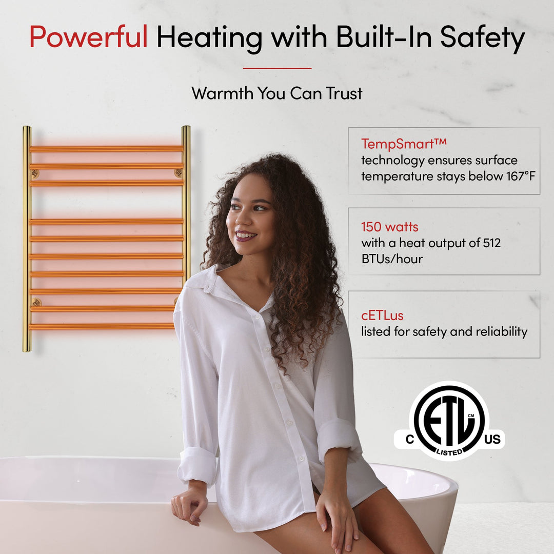 WarmlyYours Infinity Straight Dual Connect (Hardwired and Plug in) Towel Warmer  - 23.6"w x 32"h