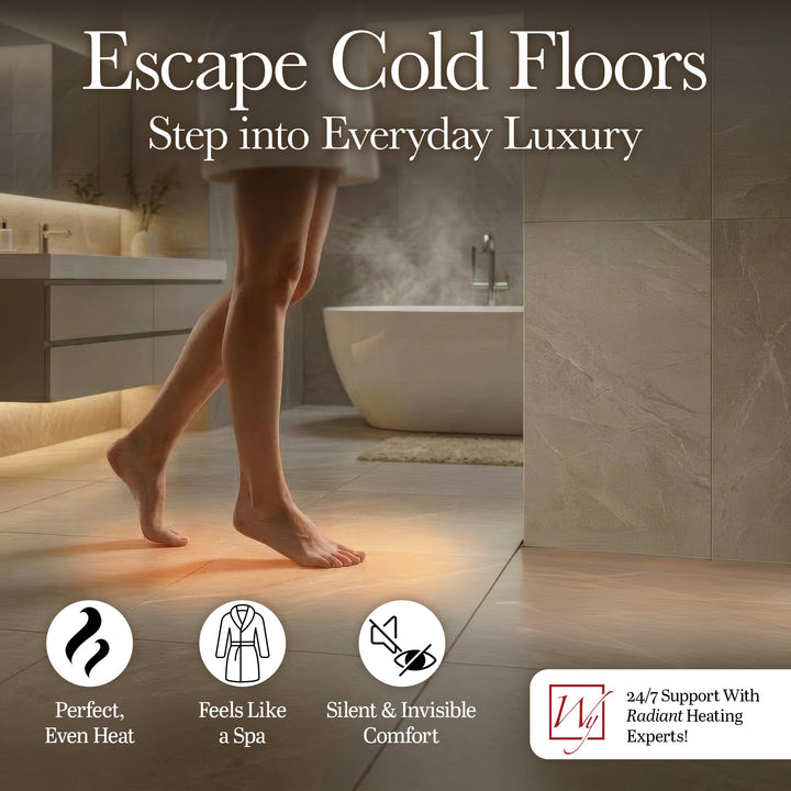WarmlyYours TempZone heating cable installed on a bathroom floor