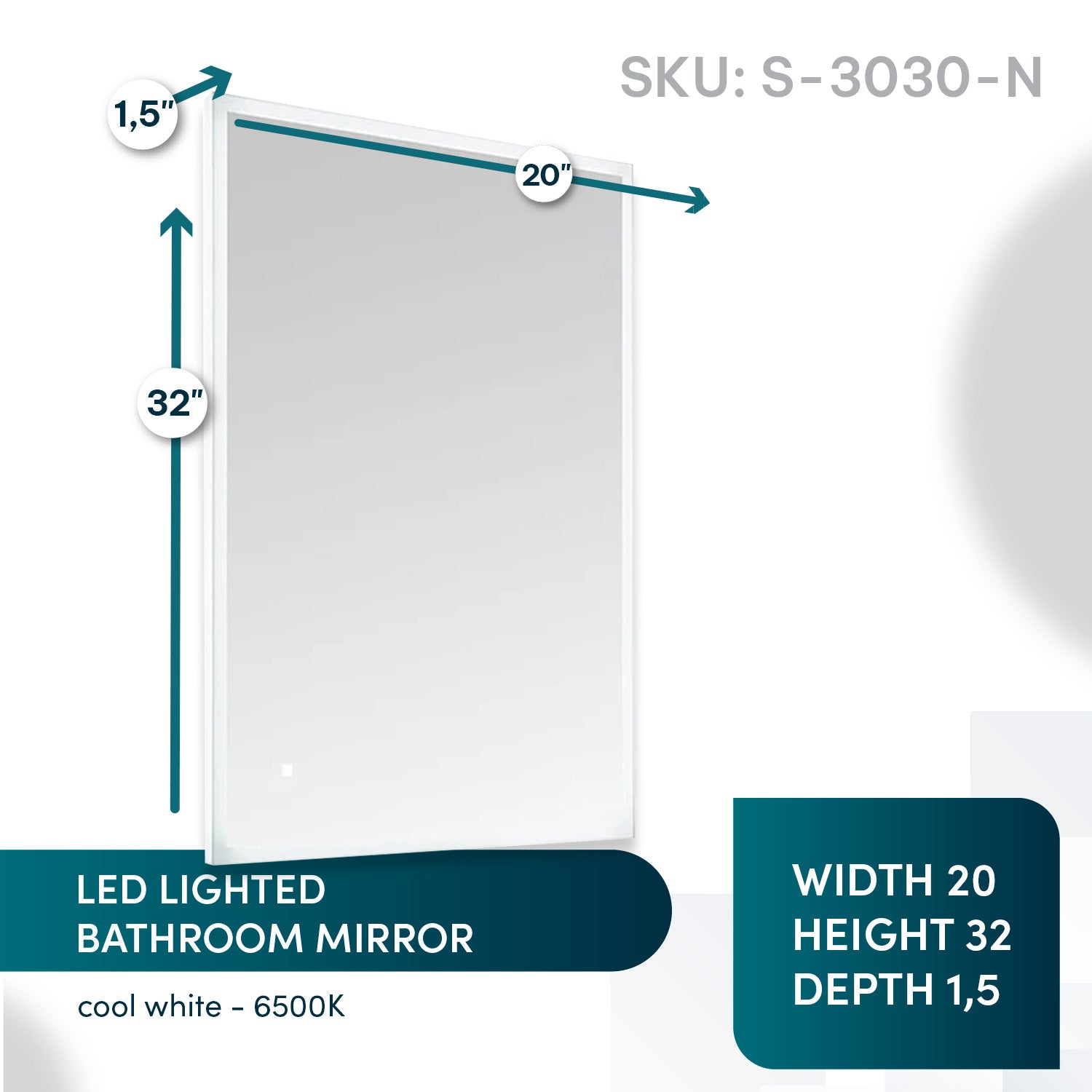 Aquadom Edge 84x32 LED Lighted Bathroom Mirror