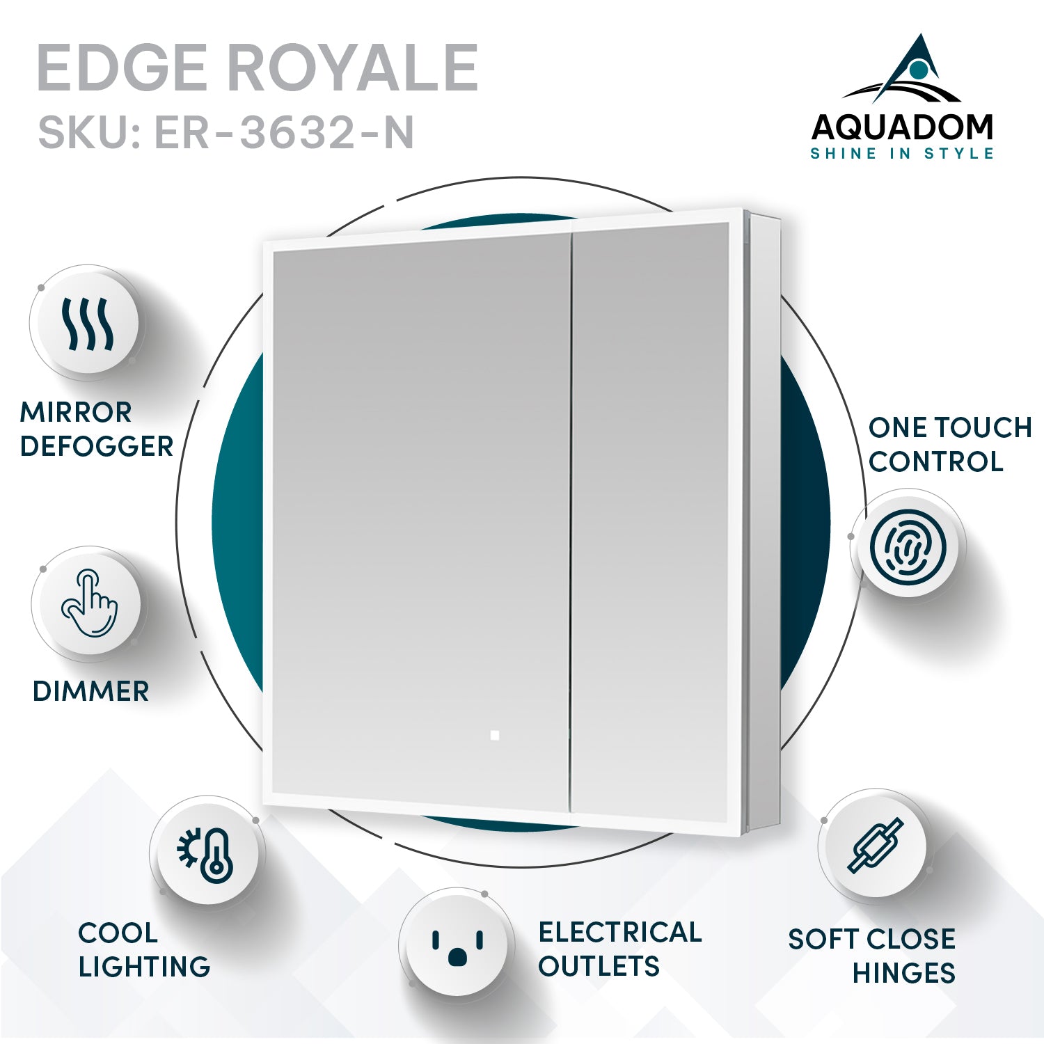 Aquadom Edge Royale 36x32 LED Lighted Medicine Cabinet