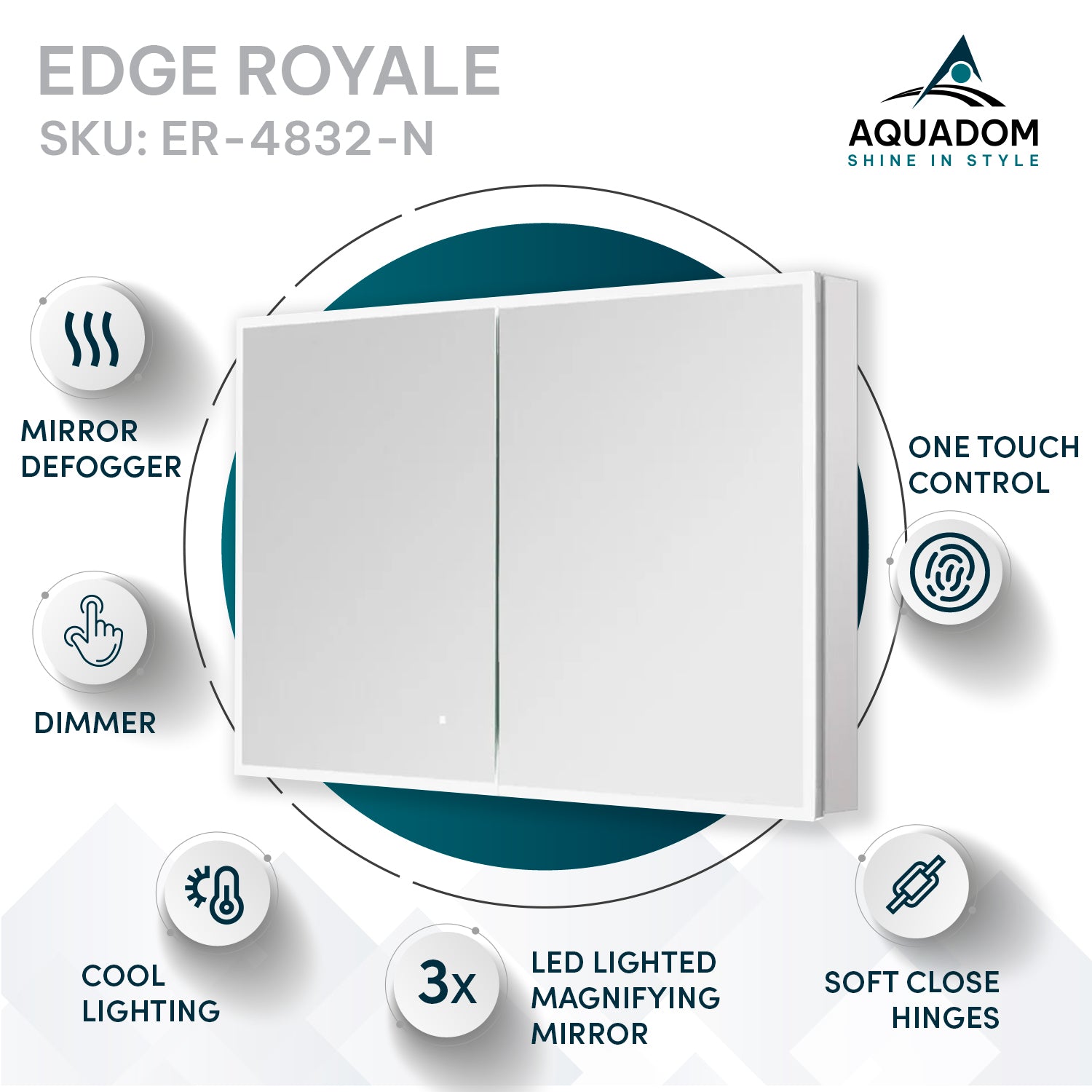 Aquadom Edge Royale 48x32 LED Lighted Medicine Cabinet