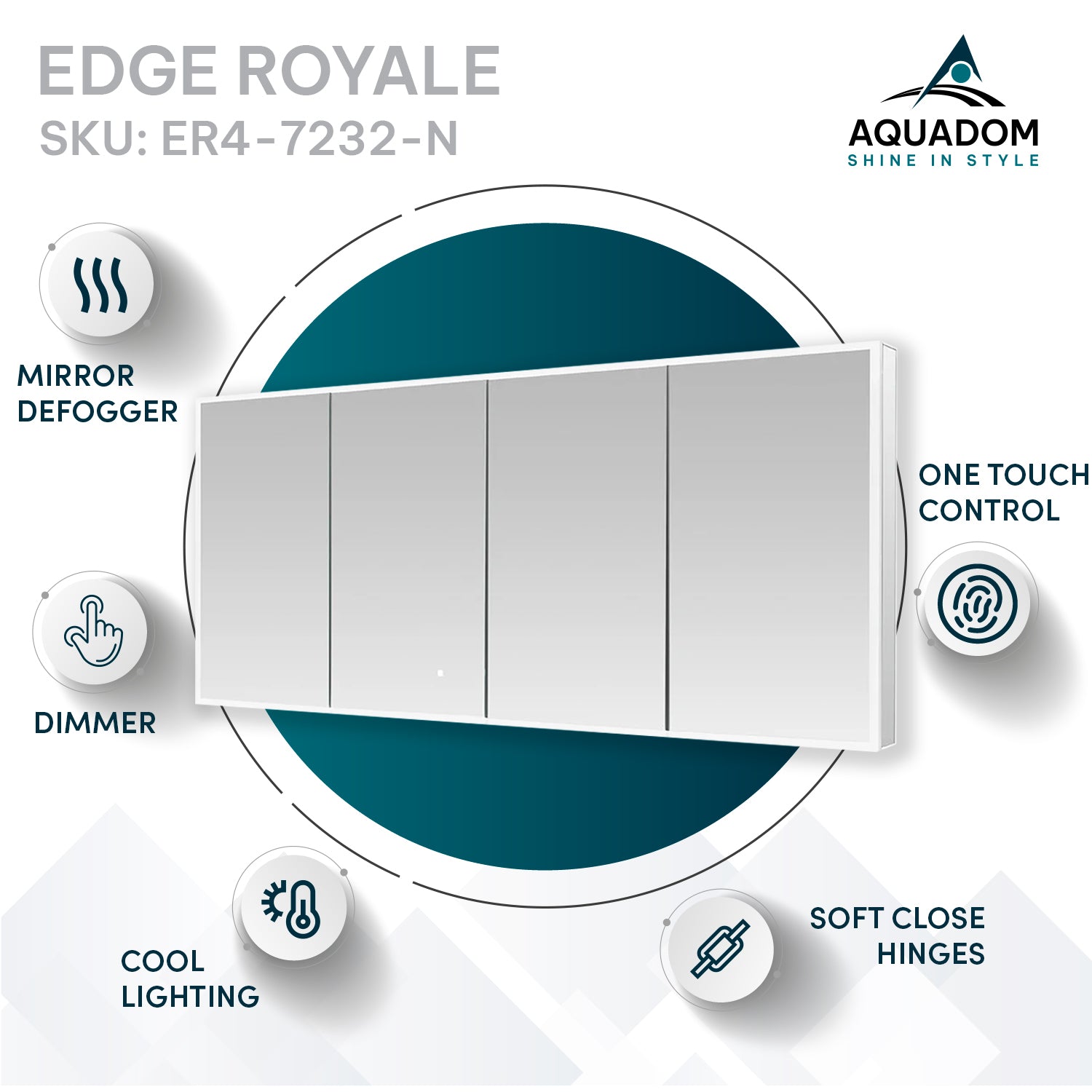 Aquadom Edge Royale 72x32 LED Lighted Medicine Cabinets