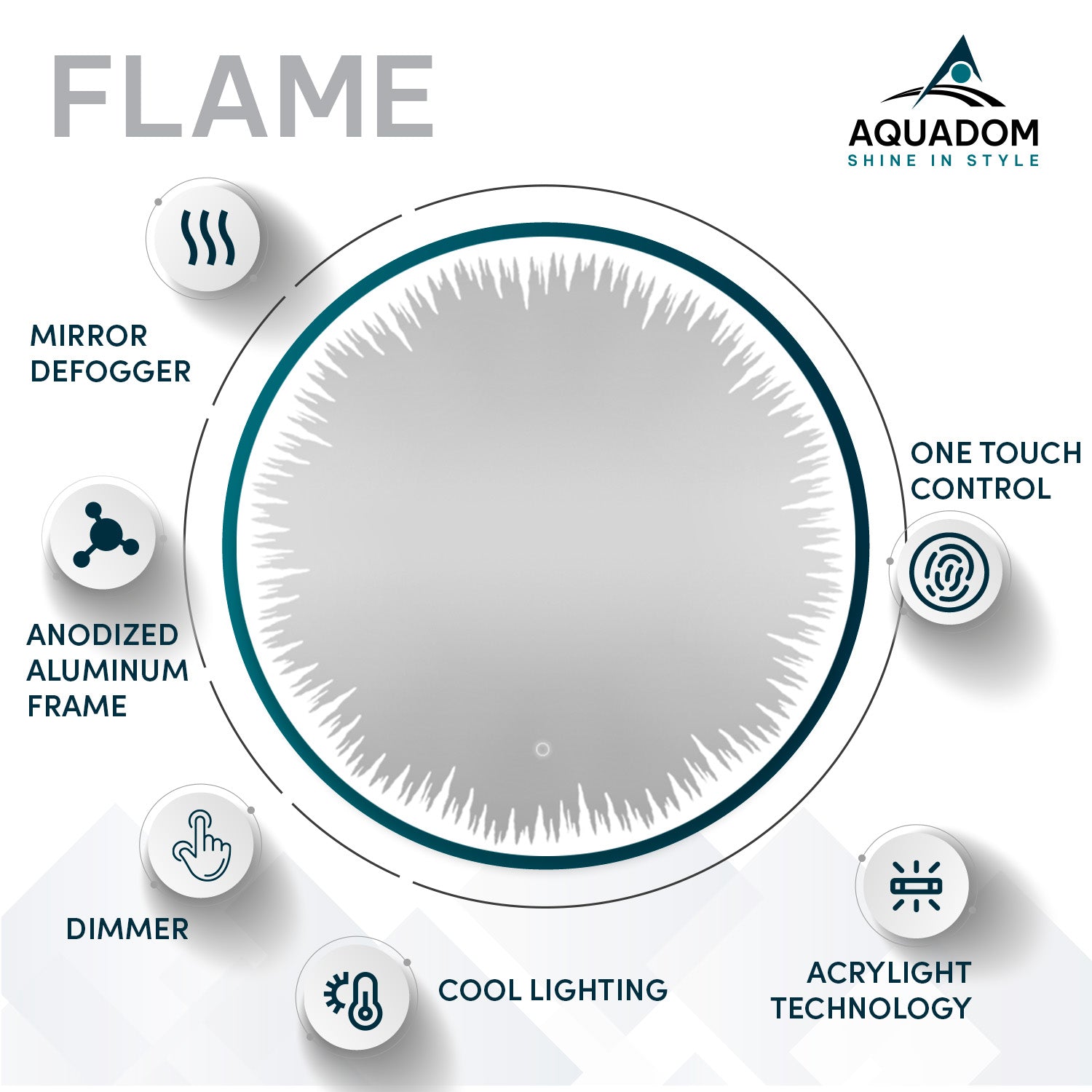 Aquadom Flame 24 Inches LED Lighted Bathroom Mirror