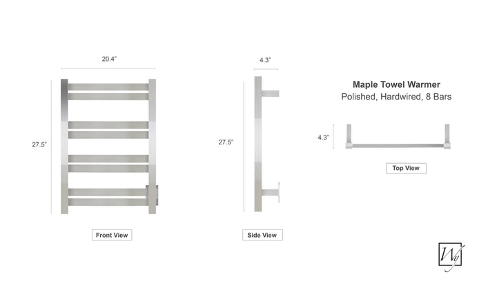 WarmlyYours Maple 8 Hardwired Towel Warmer - 20.4"w x 27.5"h