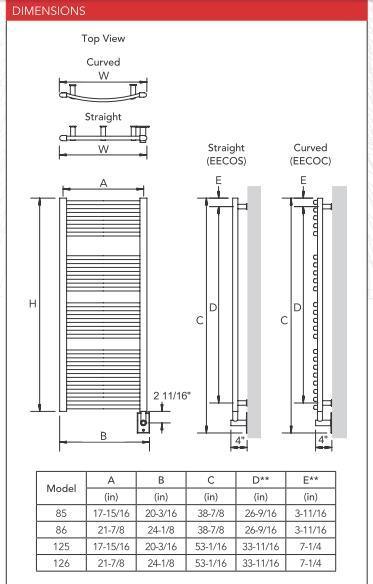 Myson EECOCH85 CLASSIC COMFORT Hardwired Towel Warmer- 21"w x 39"h - towelwarmers