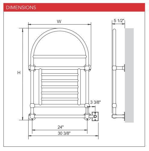 Myson EUROPEAN TRADITION EB29 Hardwired Towel Warmer - 31"w x 41"h - towelwarmers