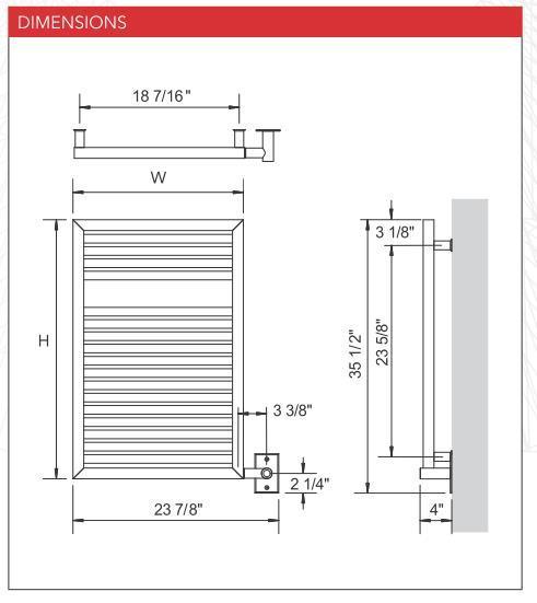 Myson EMR750CH EUROPEAN TRADITION Hardwired Towel Warmer - 24"w x 36"h - towelwarmers