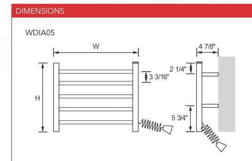 Myson WDIA05 5 Bar Gem Plug in  Mounted Towel Warmer Plug in- 20"w x 16.75"h - towelwarmers