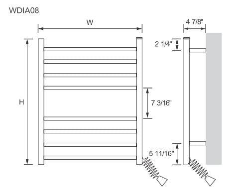 Myson WDIA08 8 Bar Gem  Mounted Towel Warmer Plug in - 20"w x 30"h - towelwarmers