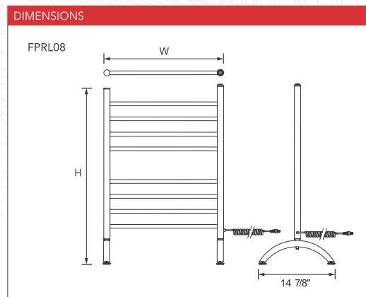 Myson FPRL08  Gem Freestanding Plug in towel warmer - 24"w x 36"h - towelwarmers