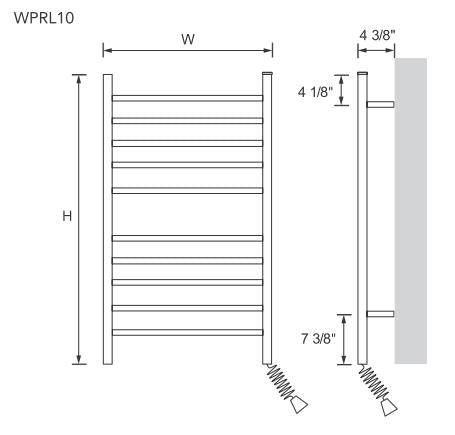 Myson WPRL10 10 Bar Gem Wall mount Plug in Towel Warmer - 24"w x 37"h - towelwarmers