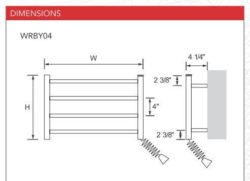 Myson WRBY04 4 Bar Gem Wallmount Plug in towel warmer - 23"w x 15.75"h - towelwarmers