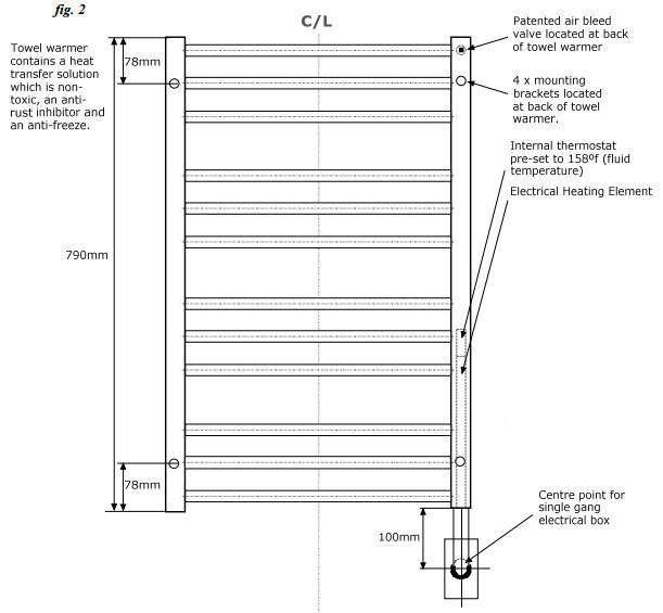 Tuzio Avento Hardwired or plug in Towel Warmer - 19.5"w x 31"h - towelwarmers