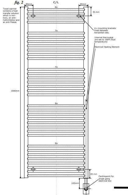 Tuzio Blenheim Hardwired or plug in Towel Warmer - 23.5"w x 64.5"h - towelwarmers