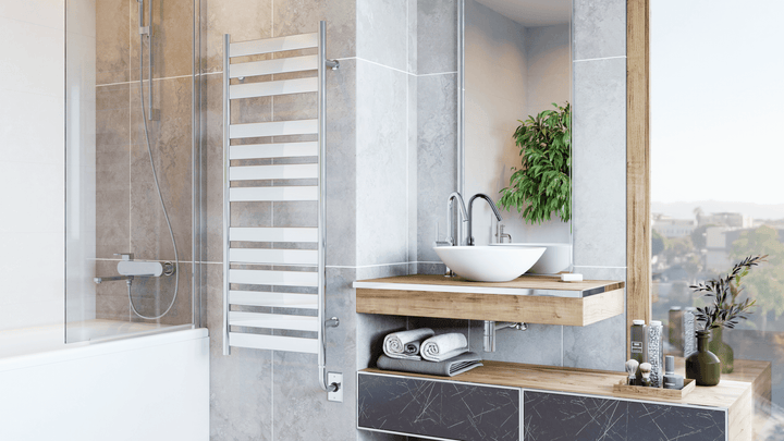 Tuzio Romano Hardwired or plug in Towel Warmer - 23.5"w x 37"h - towelwarmers